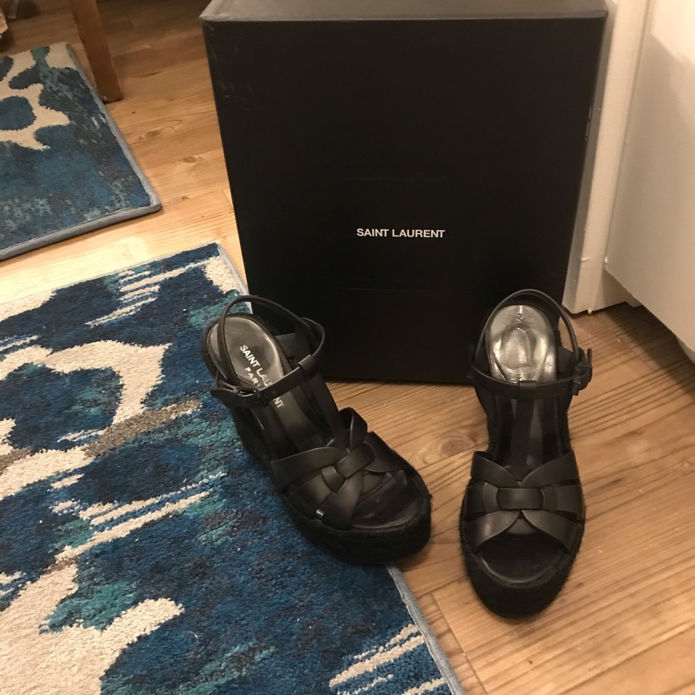 Petite Saint Laurent Tribute Espadrille Wedge